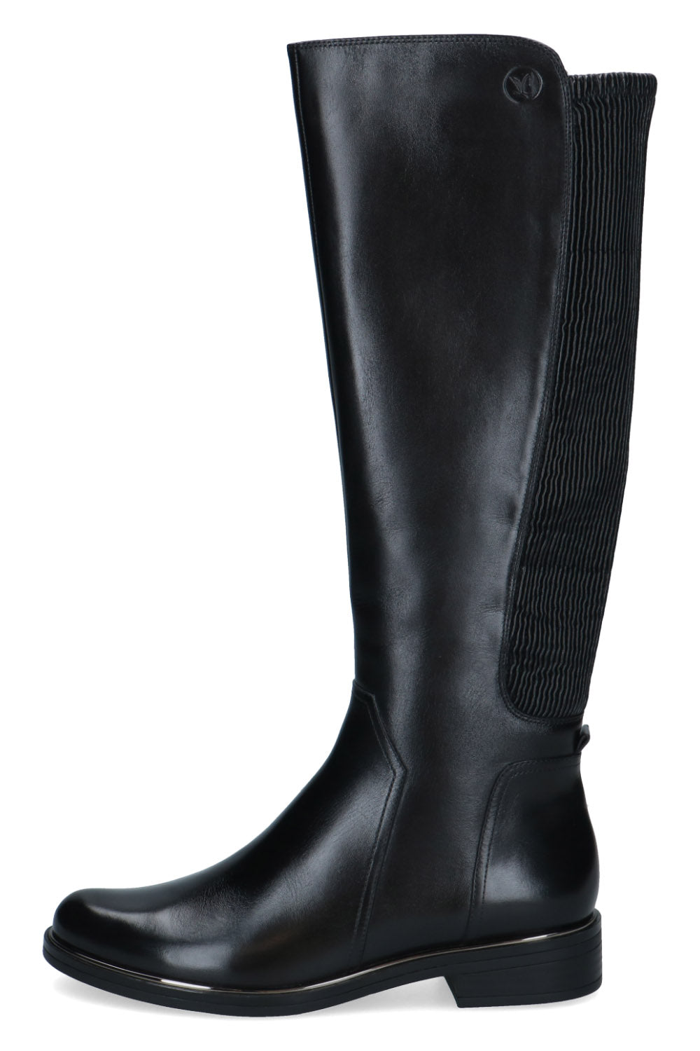 Caprice Stretch Back Leather Knee High Boots - Black Comb
