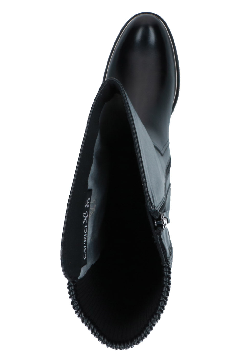 Caprice Stretch Back Leather Knee High Boots - Black Comb