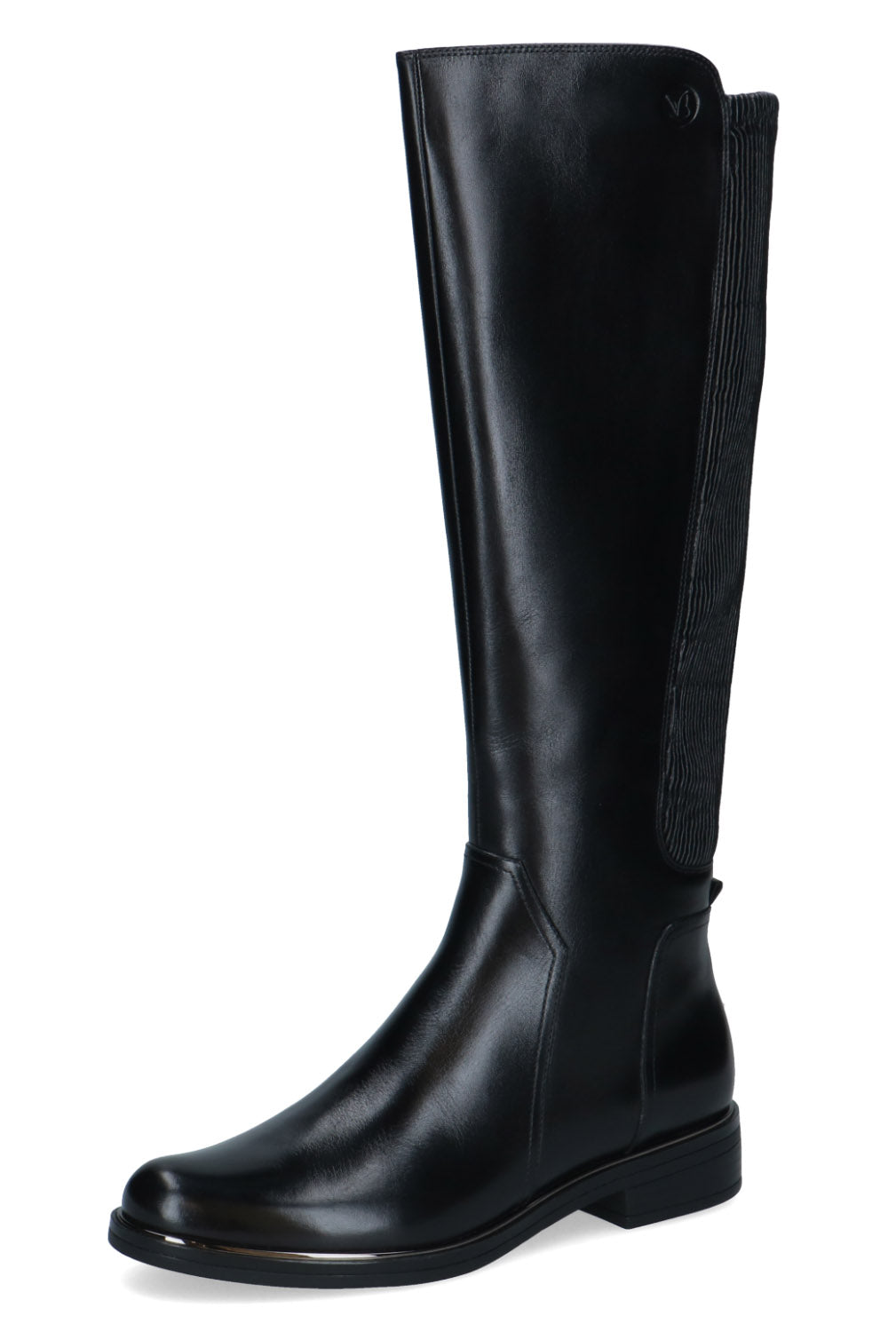 Caprice Stretch Back Leather Knee High Boots - Black Comb