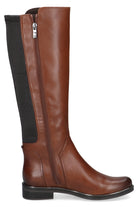 Caprice Stretch Back Leather Knee High Boots - Cognac Comb