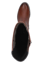 Caprice Stretch Back Leather Knee High Boots - Cognac Comb