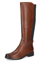Caprice Stretch Back Leather Knee High Boots - Cognac Comb