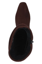 Caprice Stretch Mid Calf Boots - Dark Brown