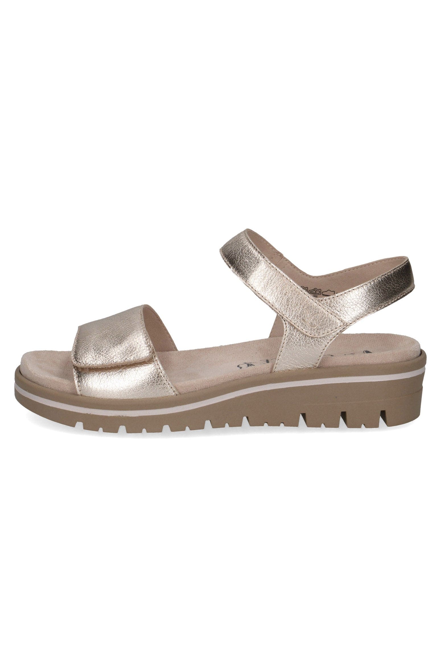 Caprice Wide Fit Leather Sandals - Platin Metal