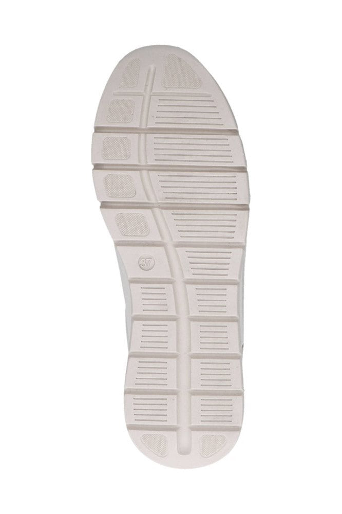 Caprice Wide Fit Leather Side Zip Trainers - Off-White Comb