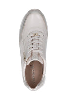 Caprice Wide Fit Leather Side Zip Trainers - Off-White Comb