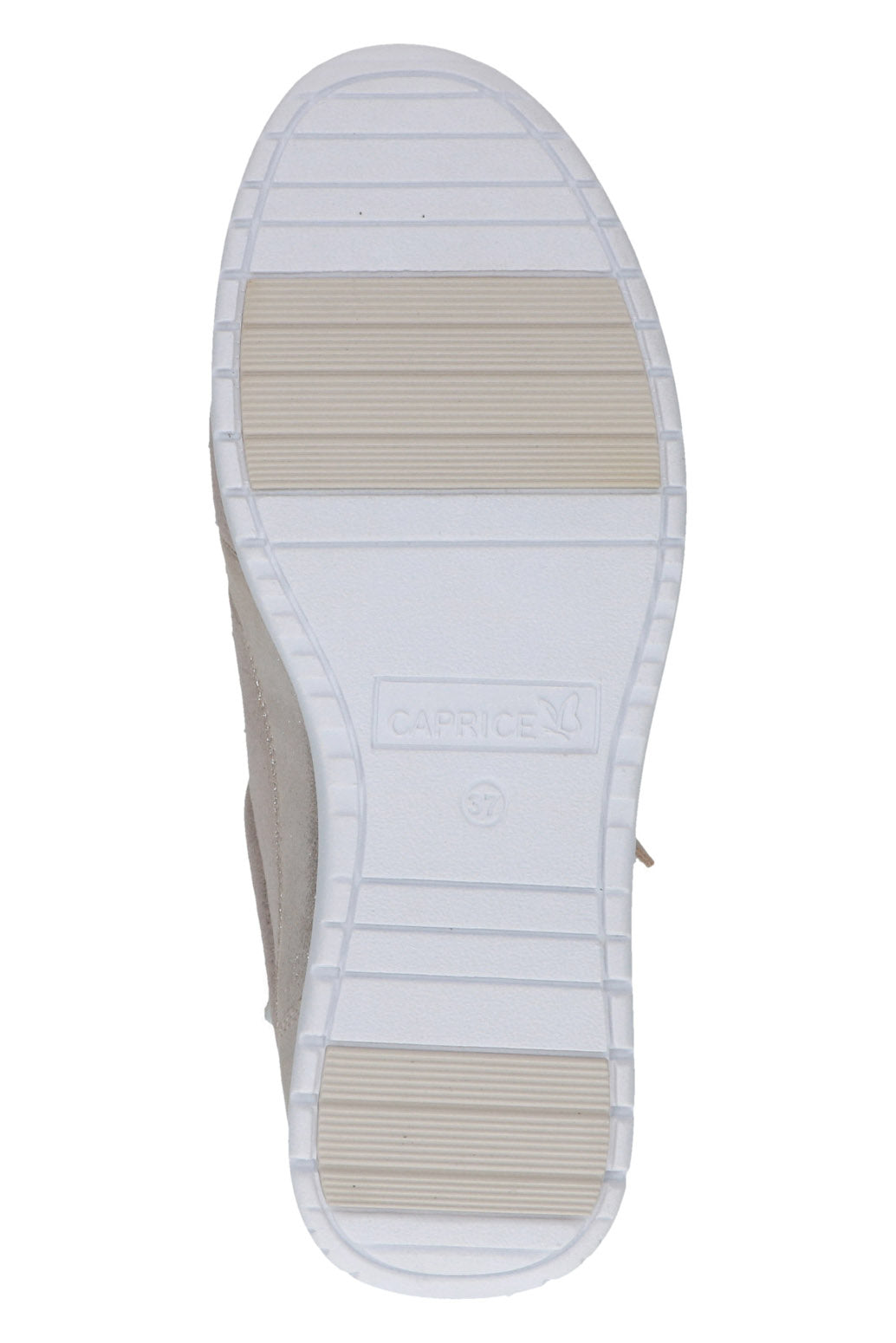 Caprice Wide Fit Leather Side Zip Trainers - Taupe Comb