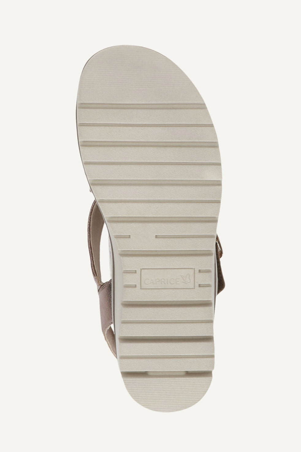 Caprice Wide Fit Metallic Criss-cross Leather Sandals - Taupe Metallic