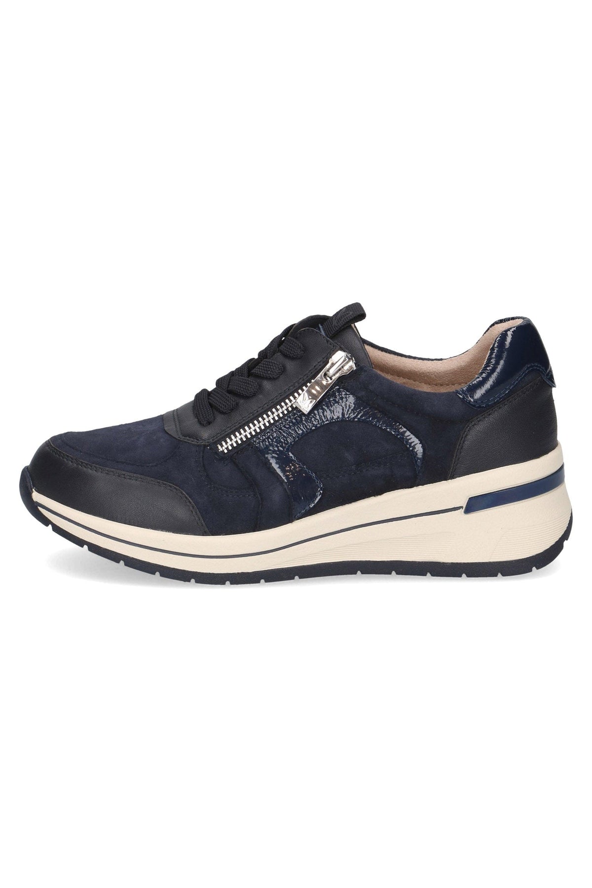 Wide Fit Trainers with Zip Fastening - Ocean Comb - 4 UK