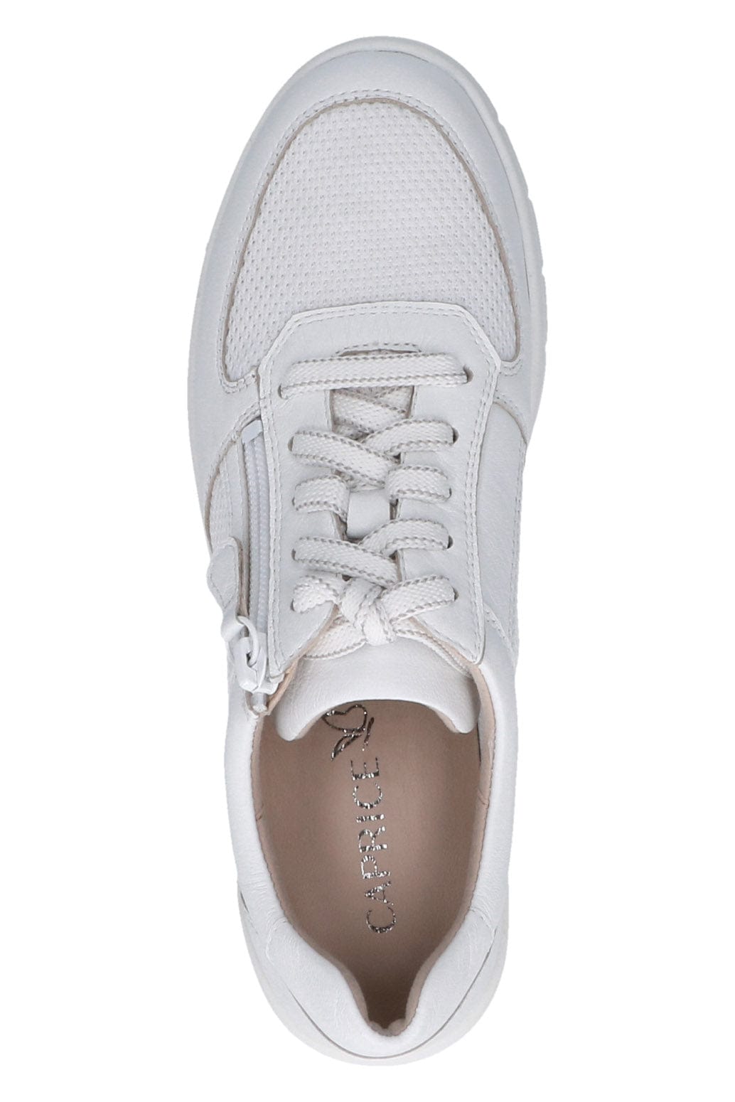 Caprice Wide Fit Trainers with Zip Fastening - White Nappa
