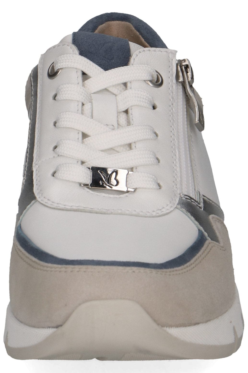 Caprice Wide Fit Trainers with Zip Fastening - White/Silver
