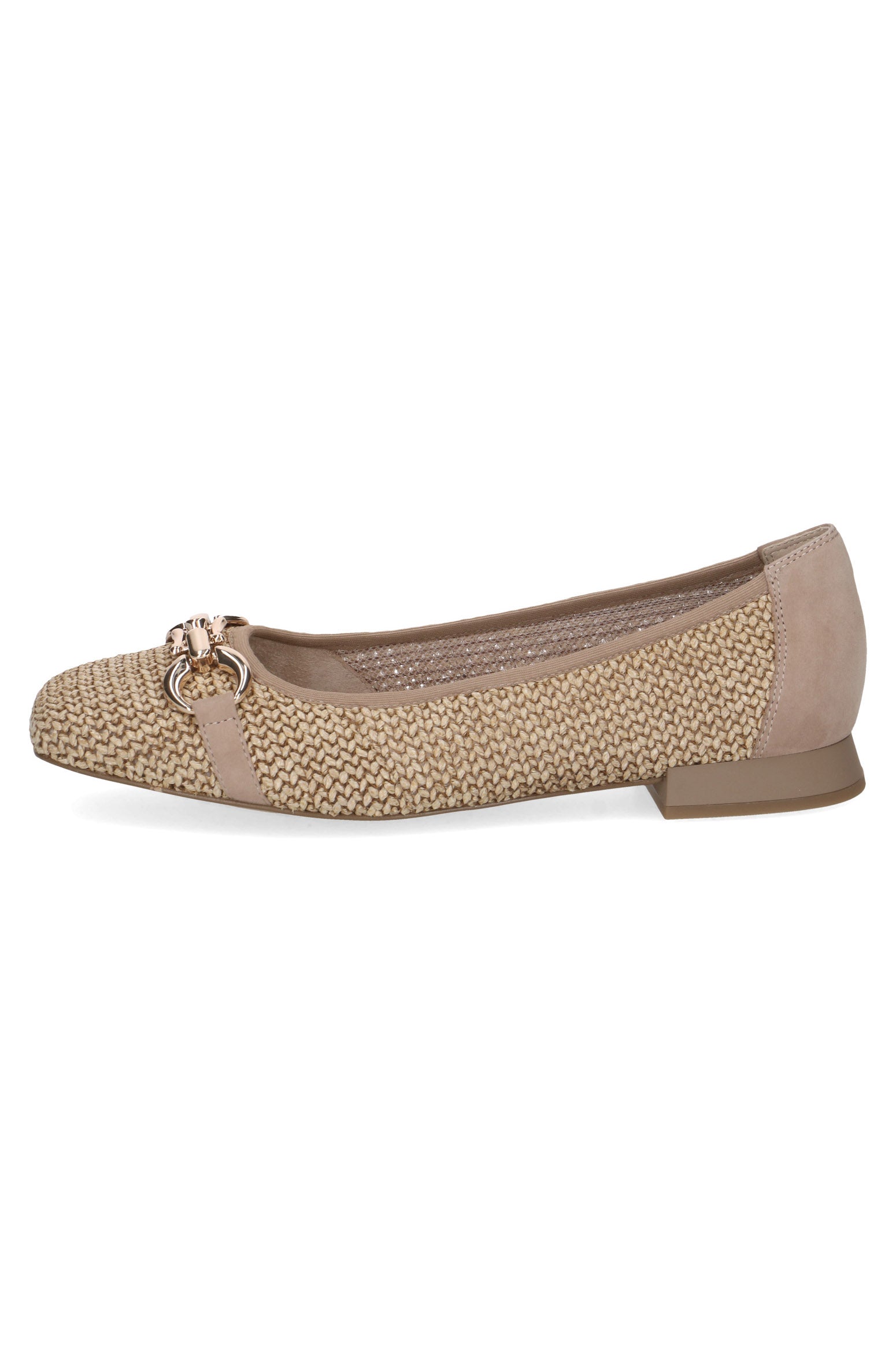 Caprice Woven Buckle Detail Ballerina Pump - Bark Comb