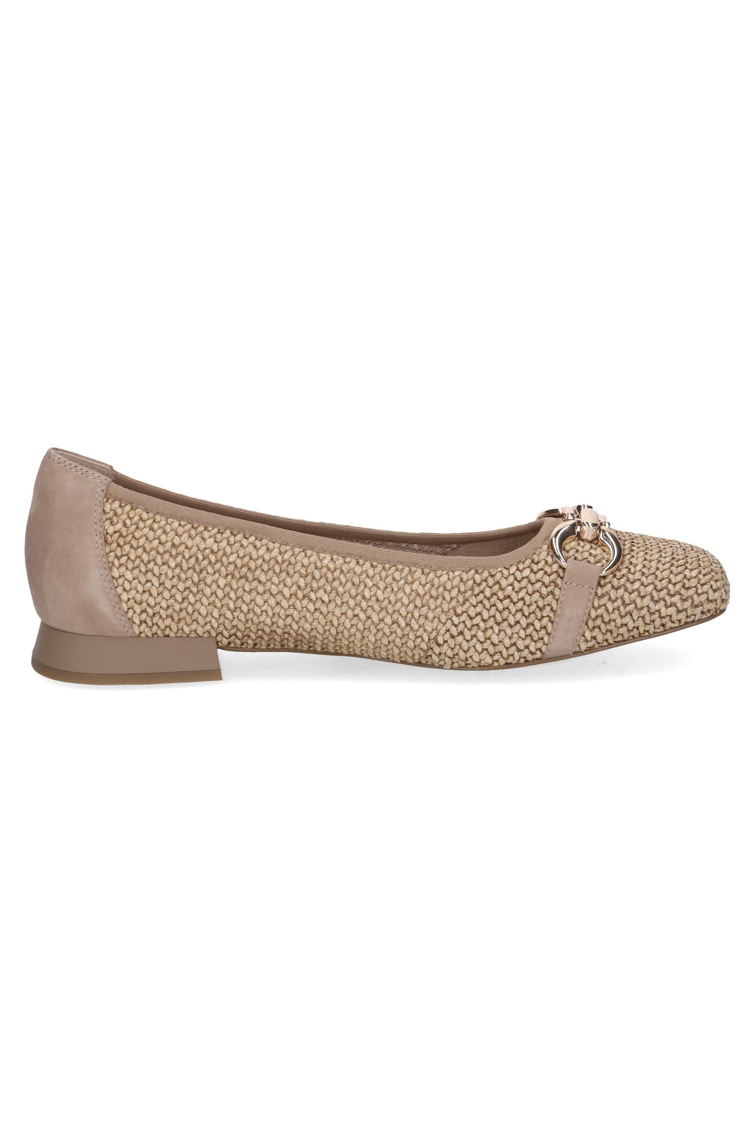 Caprice Woven Buckle Detail Ballerina Pump - Bark Comb