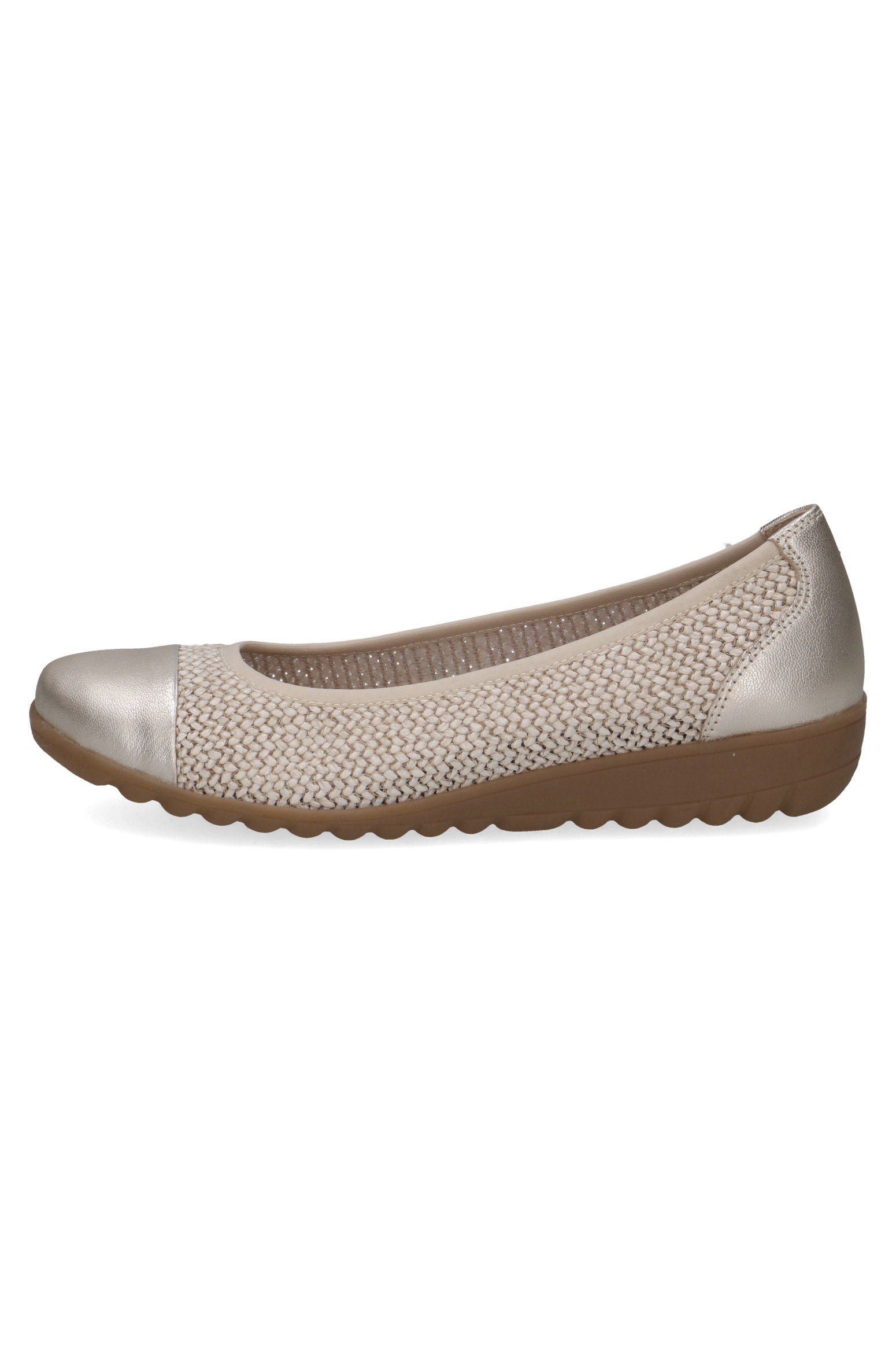Caprice Woven Platform Ballerina Pump - Off-White Comb