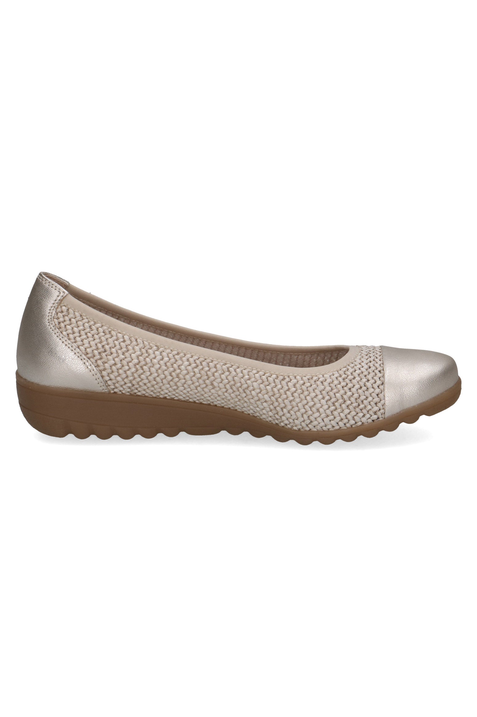 Caprice Woven Platform Ballerina Pump - Off-White Comb