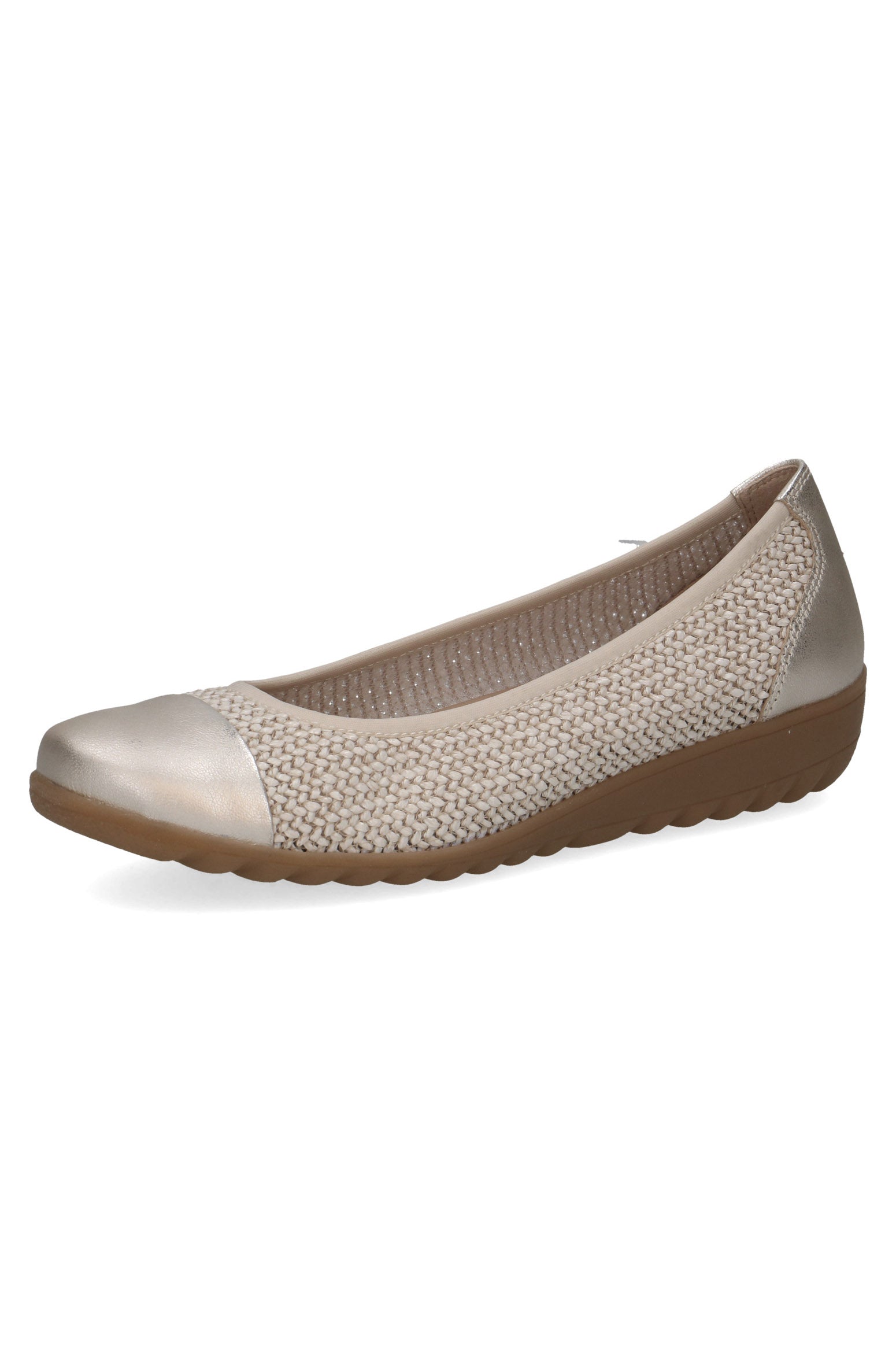 Caprice Woven Platform Ballerina Pump - Off-White Comb