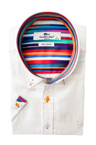Claudio Lugli Cotton Short Sleeve Oxford Shirt - White