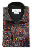 Claudio Lugli Satin Cotton Abstract Print Shirt - Black/Multi