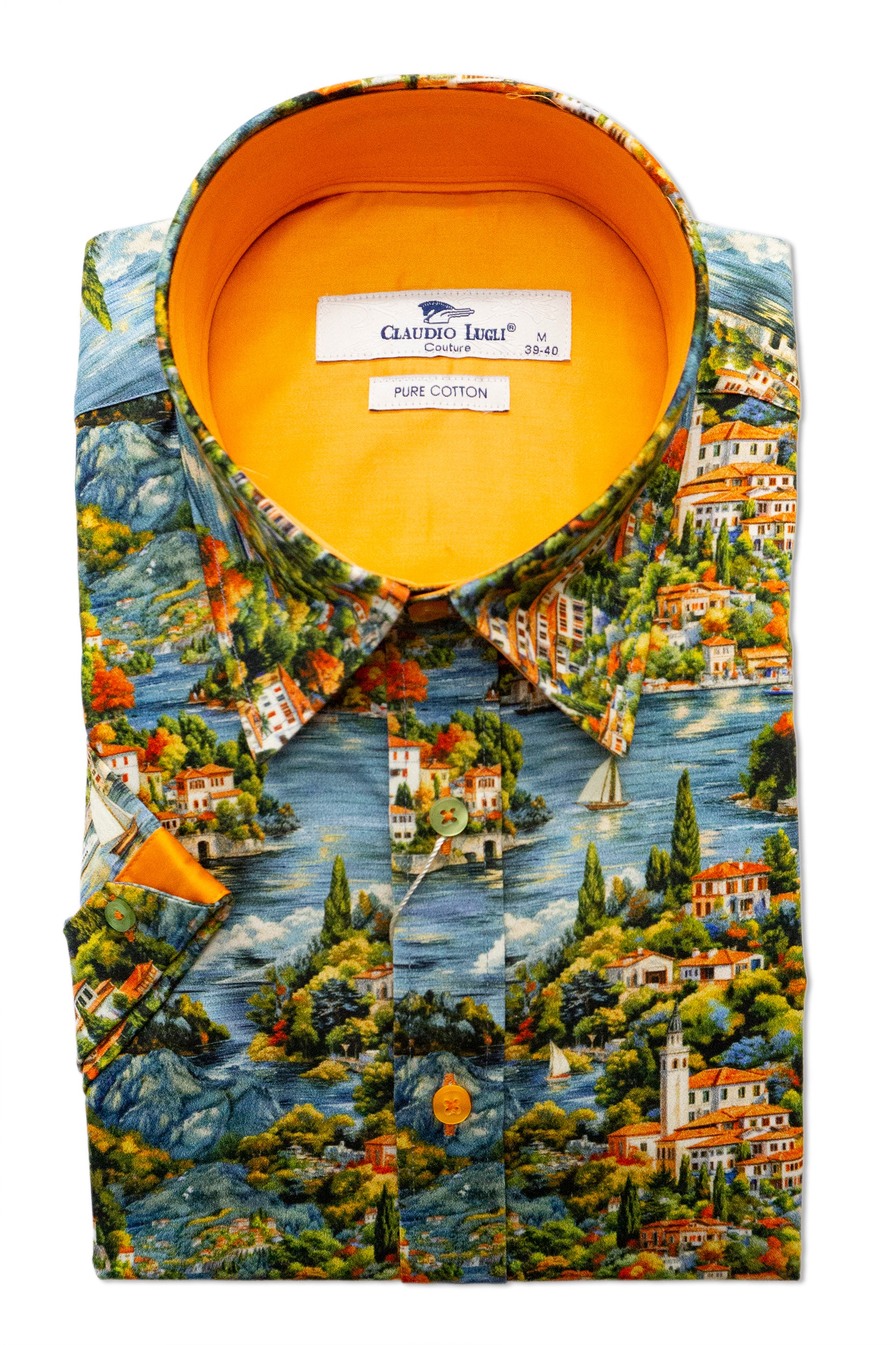 Claudio Lugli Satin Cotton Lake Como Print Shirt