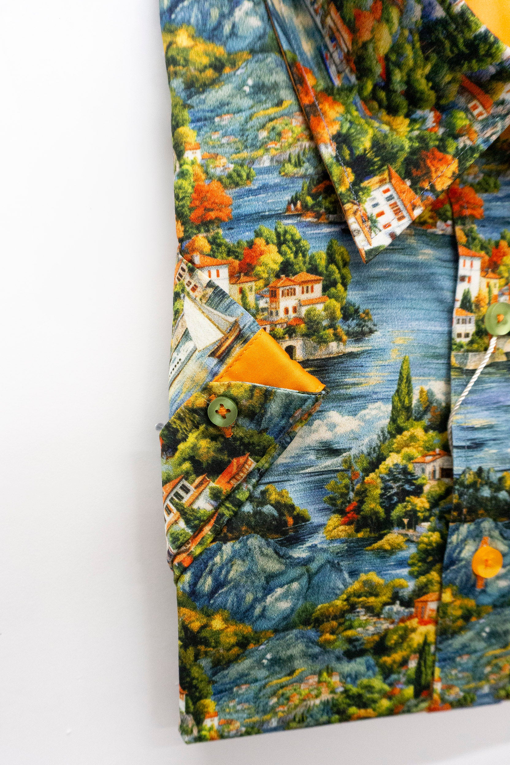 Claudio Lugli Satin Cotton Lake Como Print Shirt