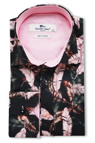 Claudio Lugli Satin Cotton Leaf Print Shirt - Pink/Black