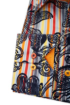 Claudio Lugli Satin Cotton Striped Flock Shirt - Orange