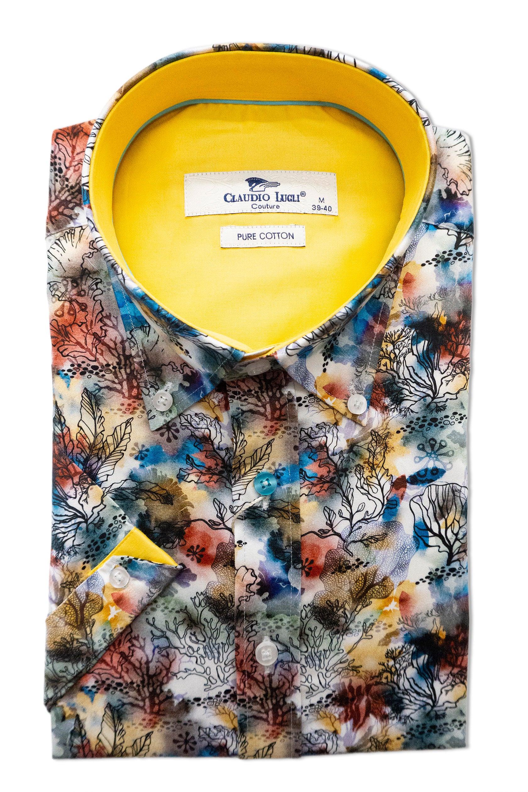 Claudio Lugli Satin Cotton Watercolour Reef Shirt