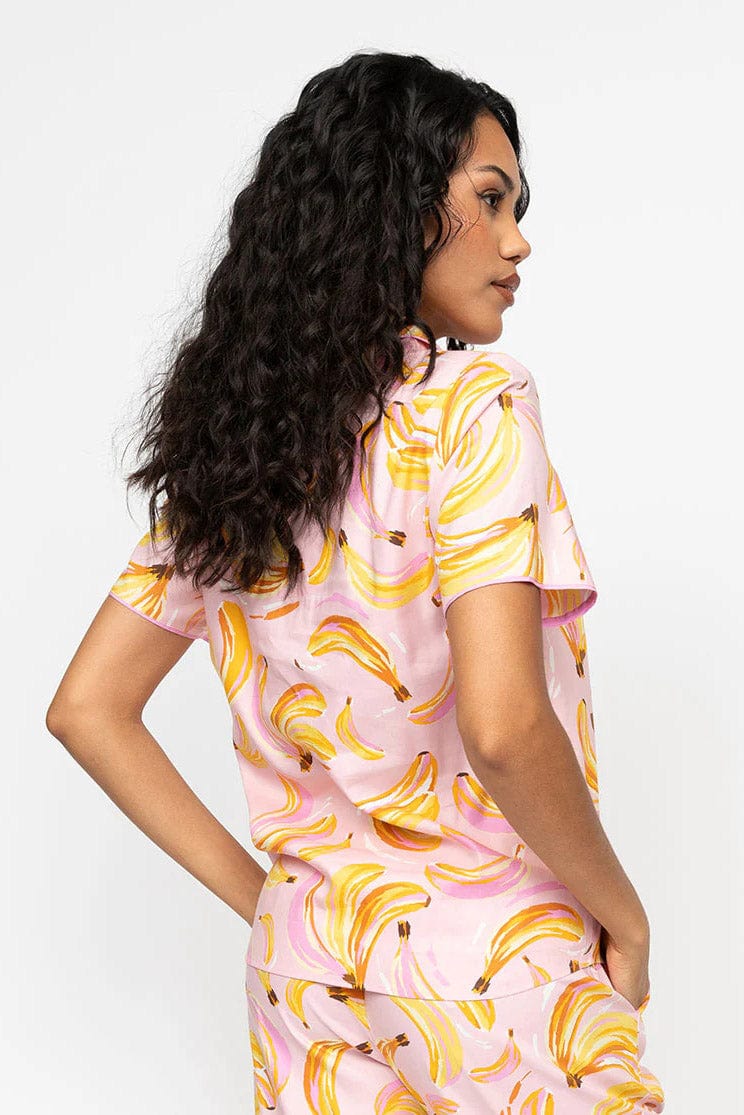 Cyberjammies Betsy Banana Print Cropped Pyjama Set - Pink