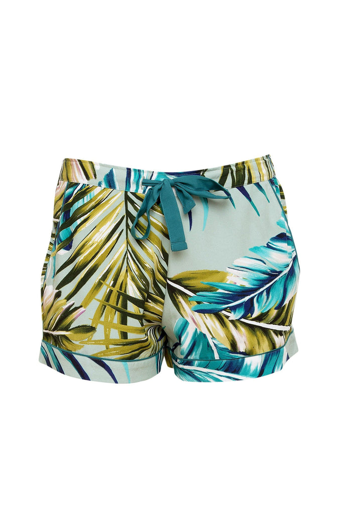 Cyberjammies Eleanor Pyjama Shorts - Aqua Palm Leaf