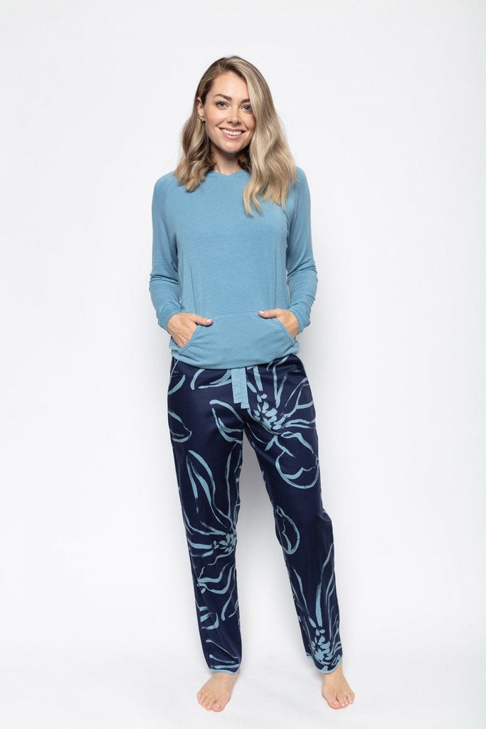 Cyberjammies Emma Floral Pyjama Trousers - Navy/Silver Blue