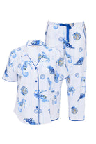 Cyberjammies Essie Sea Horse Stripe Cropped Pyjama Set - Dark Blue