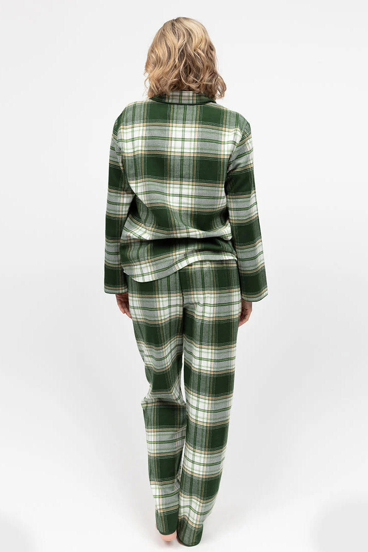 Cyberjammies Fern Brushed Cotton Pyjama Set - Olive Check