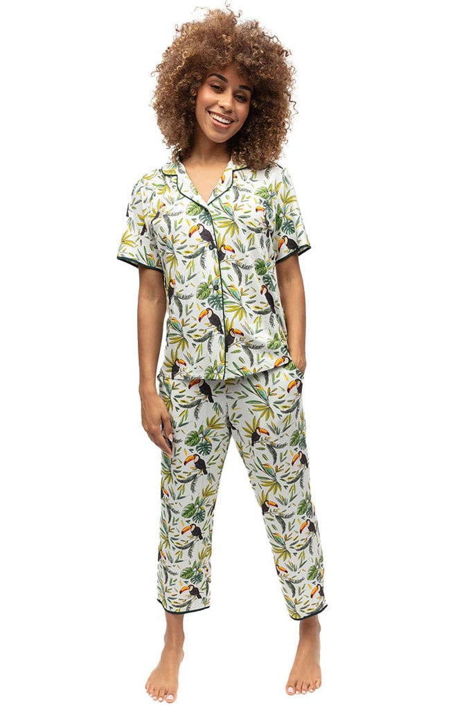 Cyberjammies Gabrielle Toucan Cropped Trouser Pyjama Set - Green