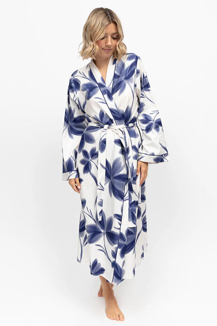 Cyberjammies Indigo Floral Dressing Gown - Navy