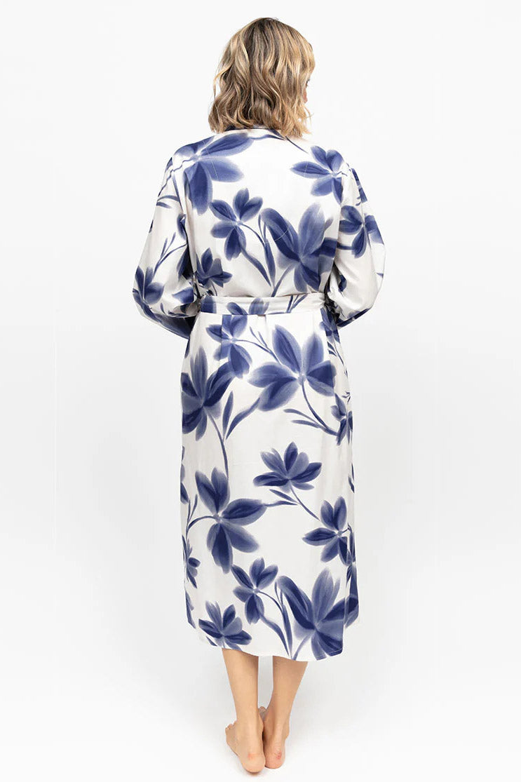 Cyberjammies Indigo Floral Dressing Gown - Navy