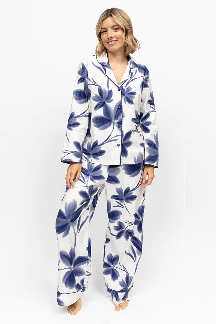 Cyberjammies Indigo Floral Wide Leg Pyjama Set - Navy