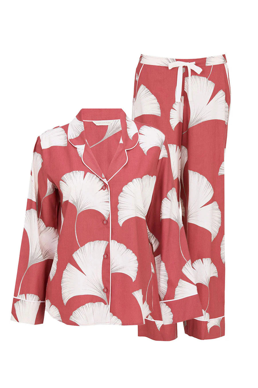 Cyberjammies Josie Leaf Print Wide Leg Pyjama Set - Terracotta