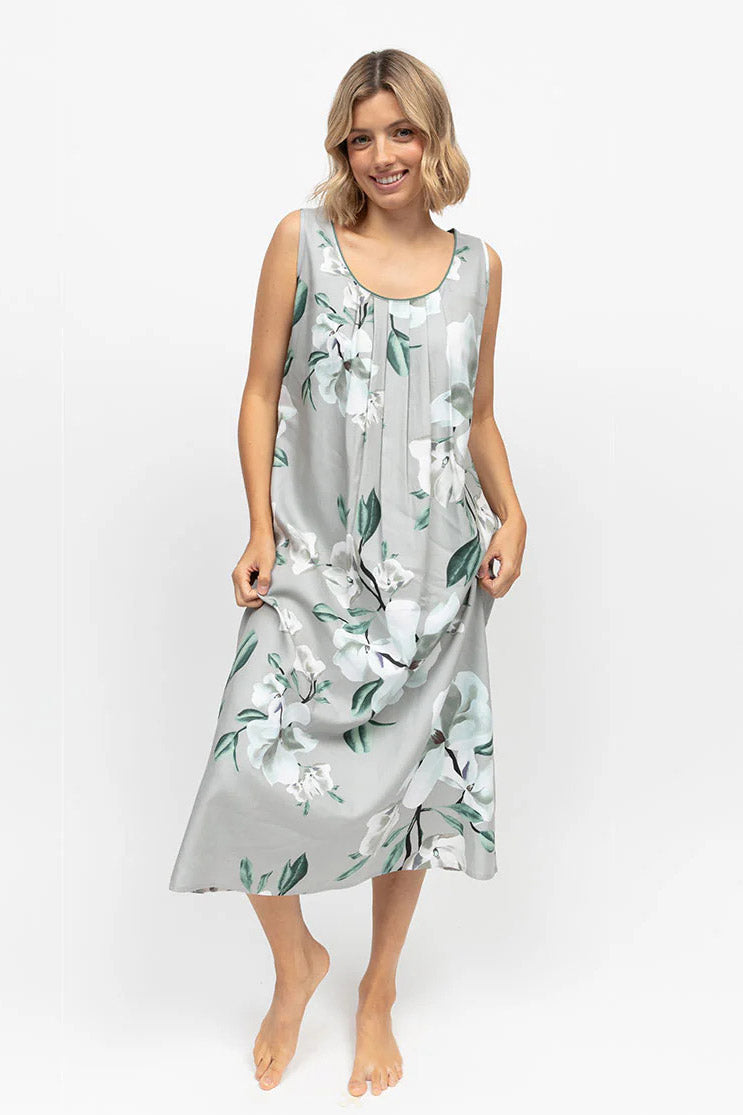 Cyberjammies Kallie Floral Long Nightdress - Grey Mix