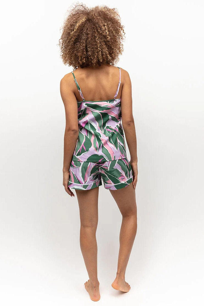 Cyberjammies Lexi Leaf Print Cami and Shorts Pyjama Set - Green/Pink