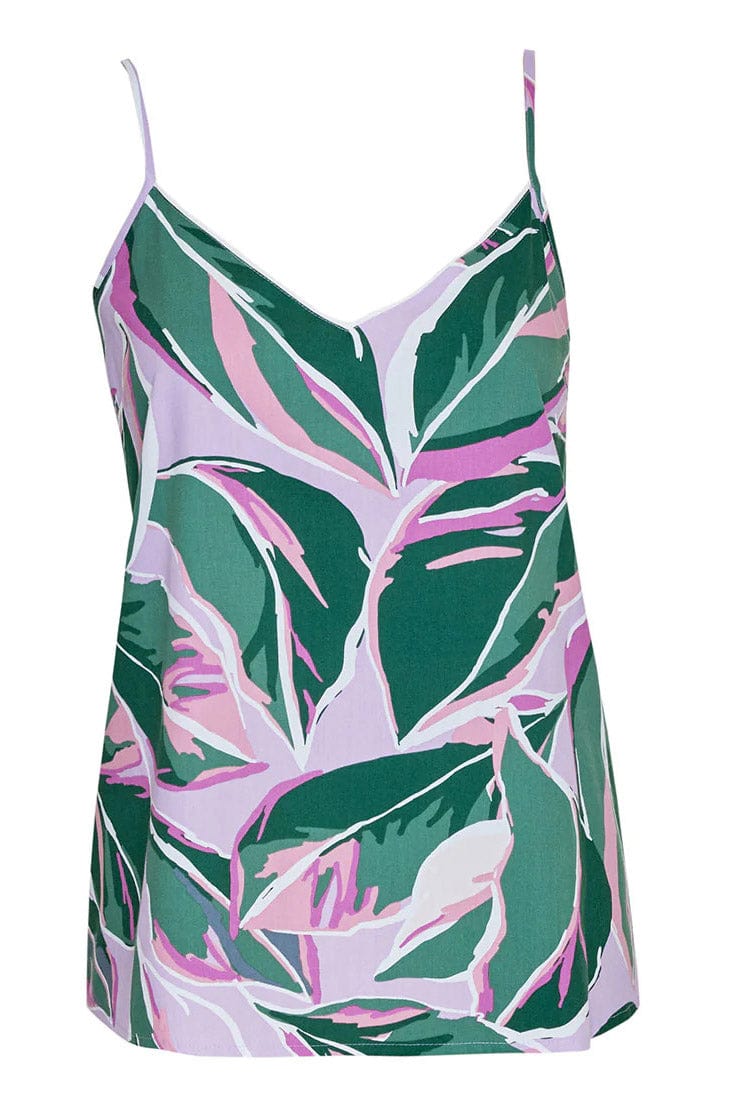 Cyberjammies Lexi Leaf Print Cami and Shorts Pyjama Set - Green/Pink