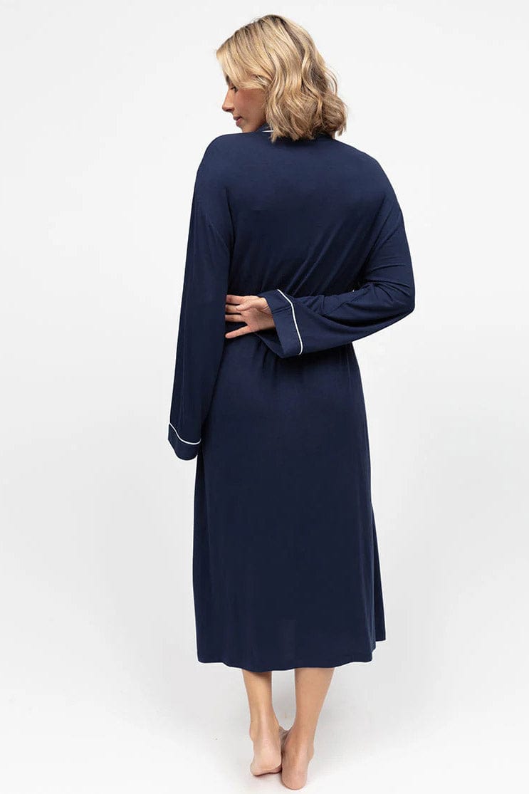 Cyberjammies Marina Jersey Long Dressing Gown - Navy