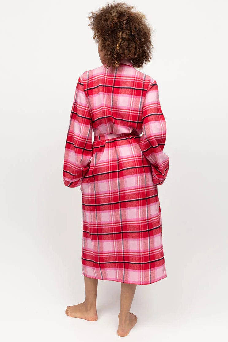 Cyberjammies Noelle Check Soft Brushed Dressing Gown - Red
