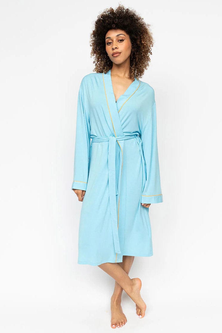Cyberjammies Paige Jersey Short Dressing Gown - Blue