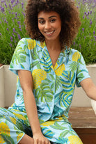 Cyberjammies Paige Pineapple Jersey Cropped Pyjama Set - Blue