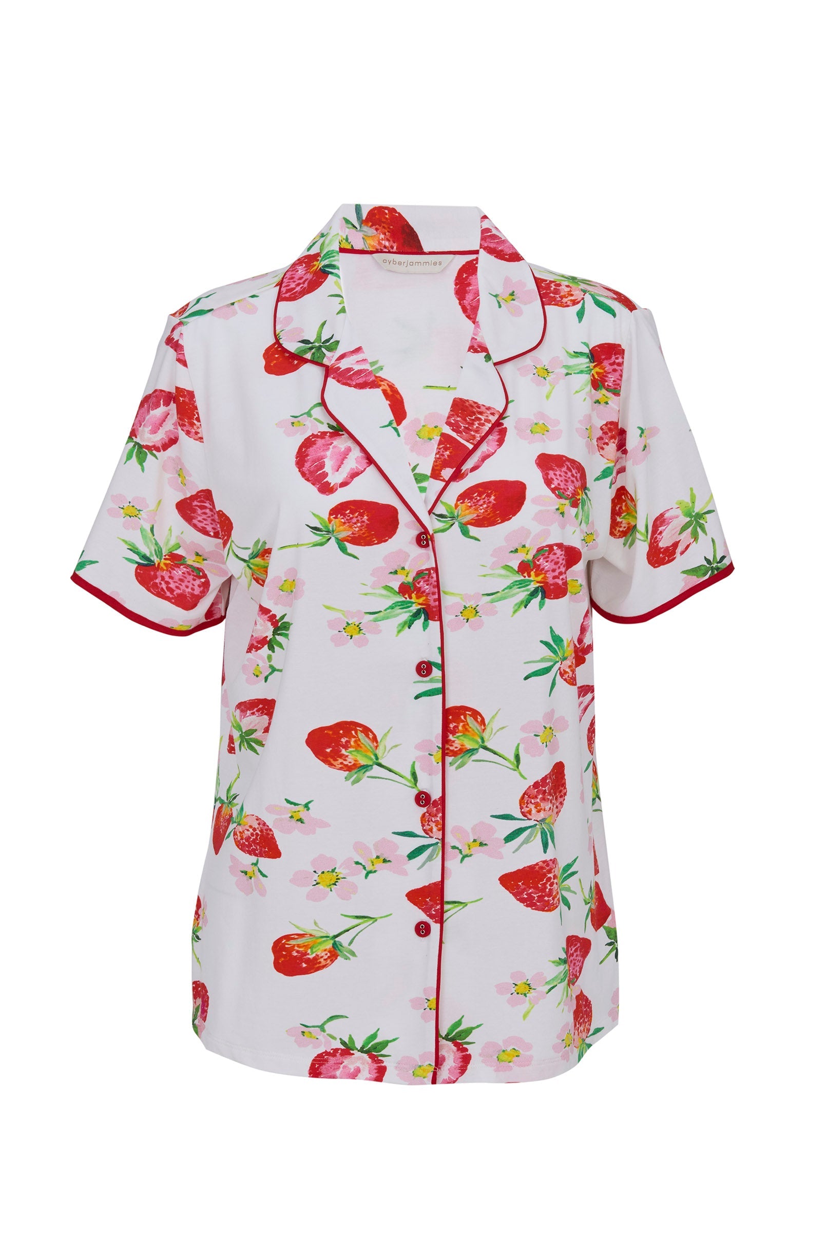 Cyberjammies Pippa Strawberry Cropped Jersey Pyjama Set - Red