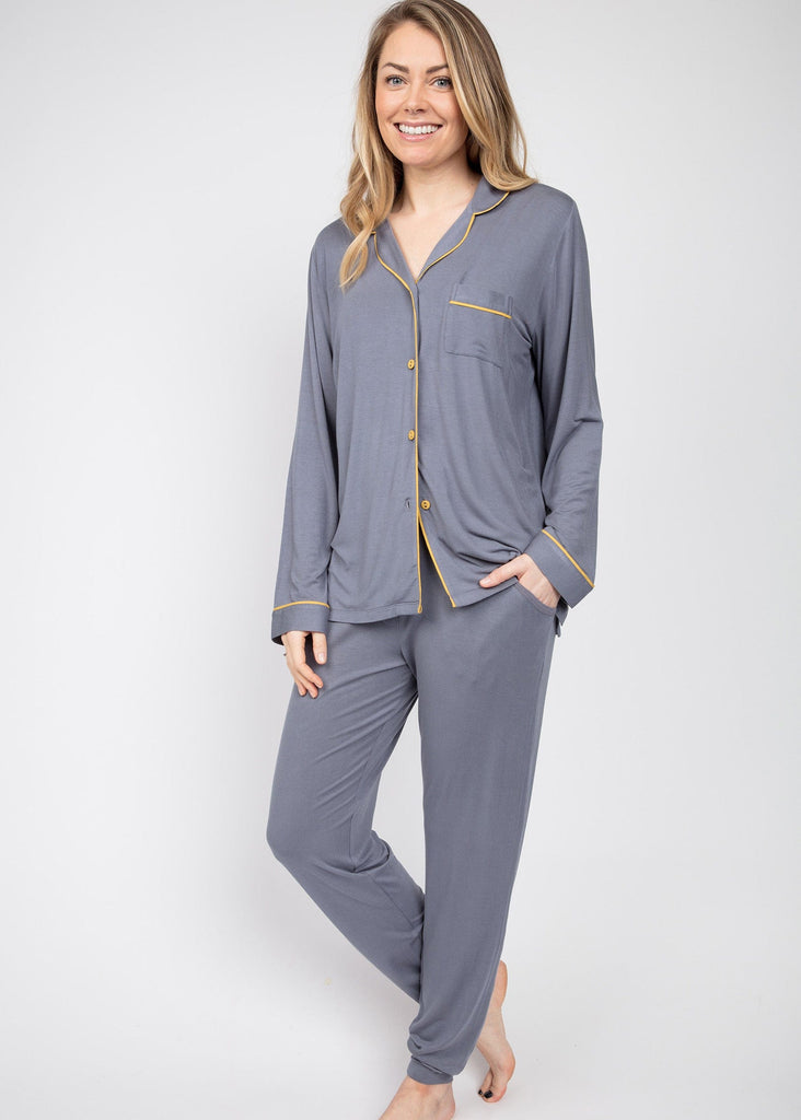 Cyberjammies Rachel Revere Collar Pyjama Top - Grey