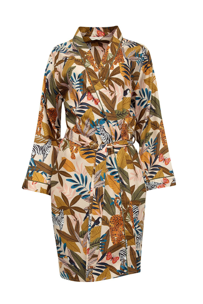 Cyberjammies Savannah Safari Print Long Sleeve Short Dressing Gown