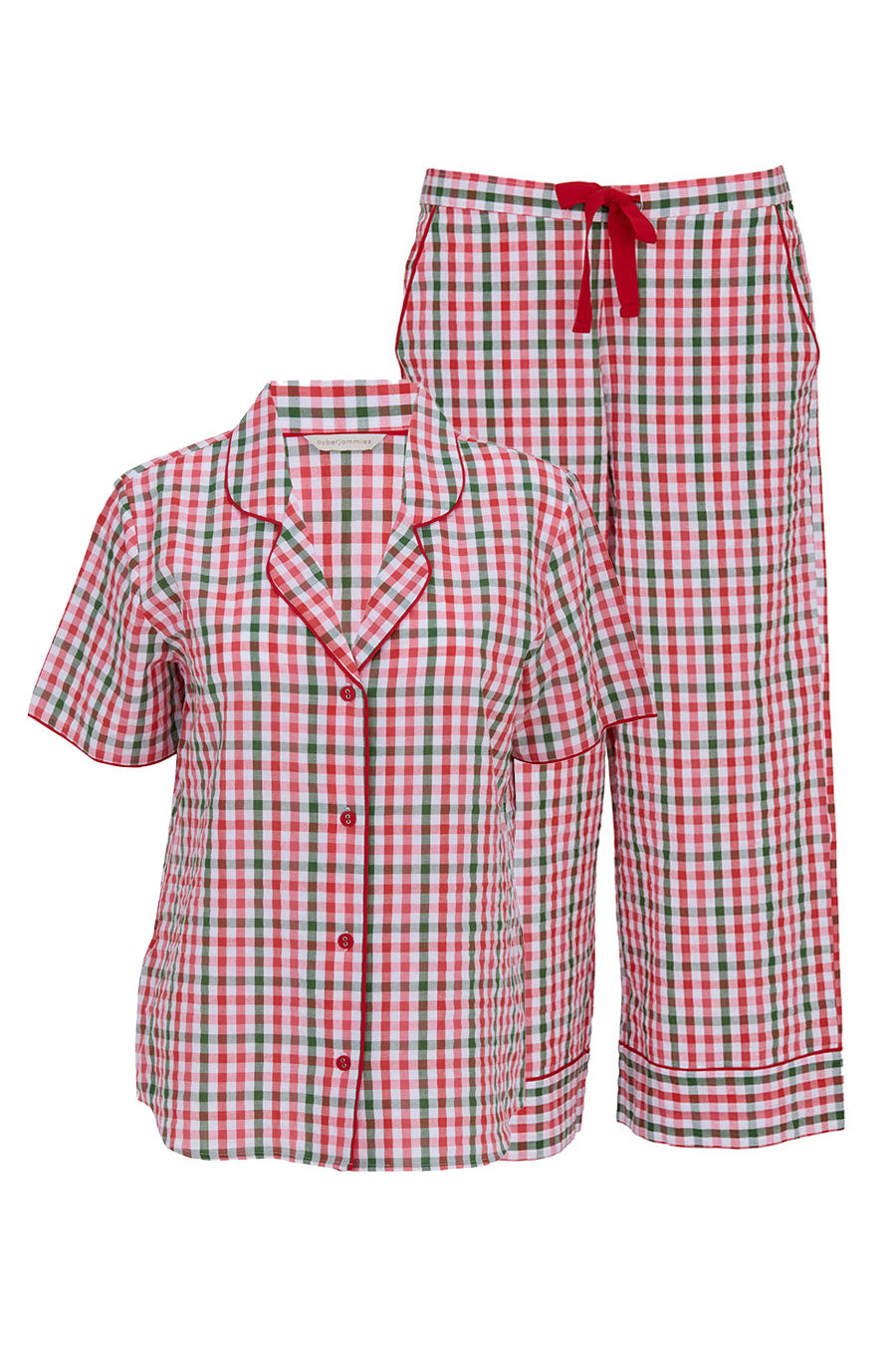 Cyberjammies Tara Seersucker Cropped Pyjama Set - Red