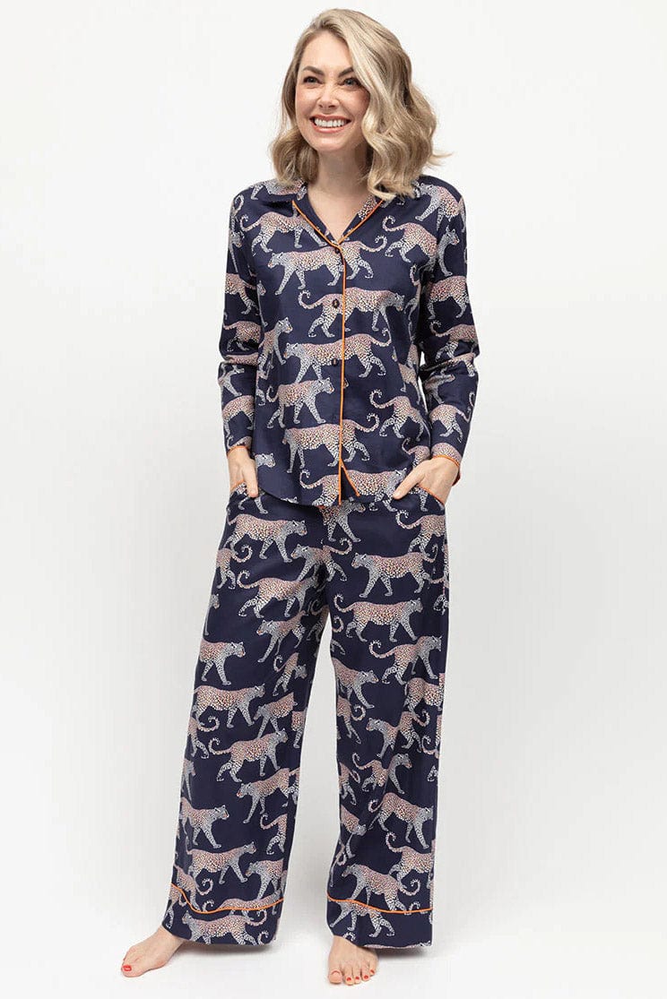 Cyberjammies Taylor Leopard Print Pyjama Set - Navy