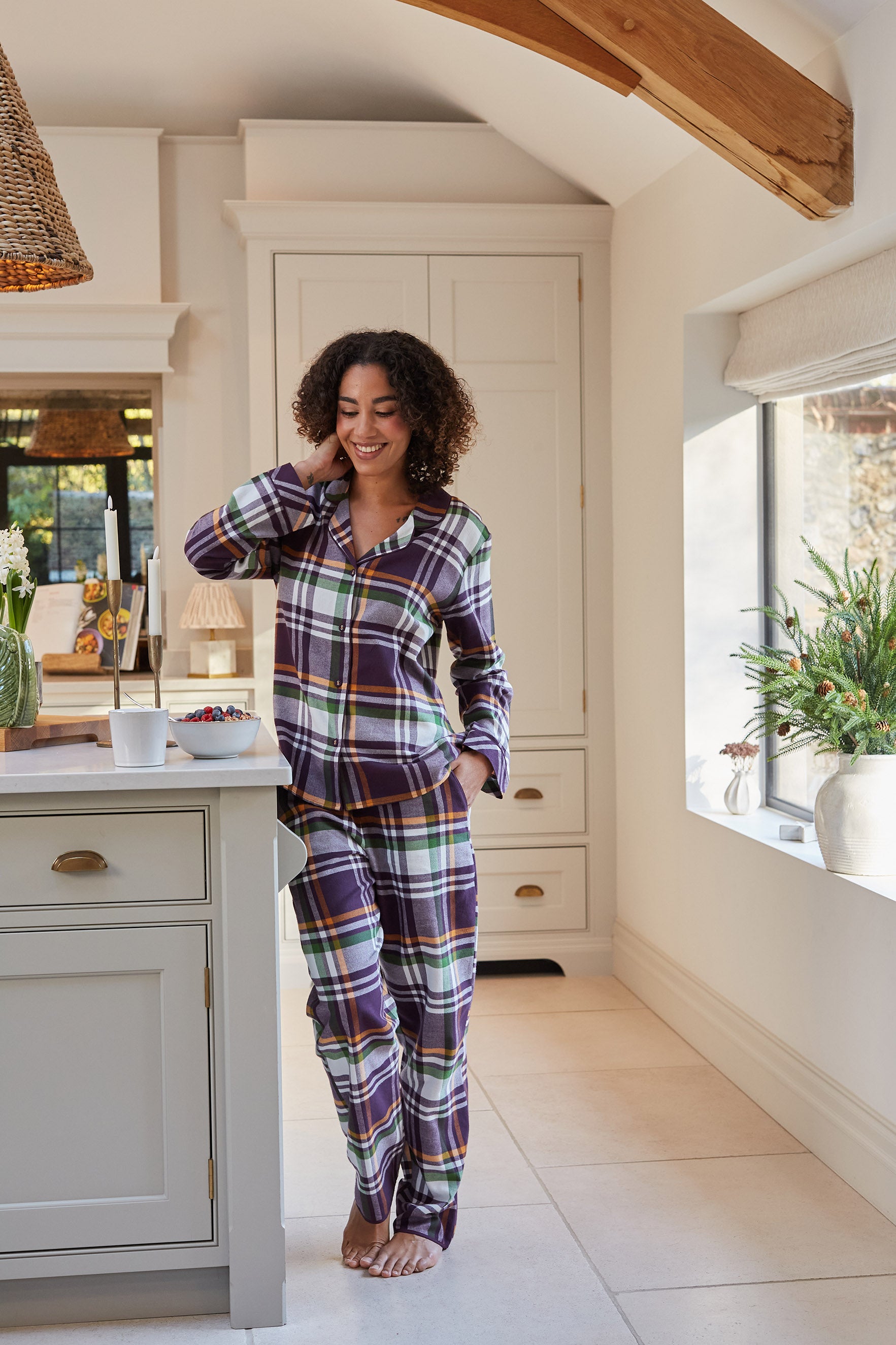 Cyberjammies Wild Slumber Brushed Check Pyjama Set - Plum